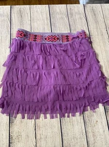 NEW JUSTICE GIRLS NEON SIZE 10 Aztec BEADED WAIST FRINGE MESH/KNIT SKIRT/SKORT - Picture 1 of 1