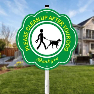 Please Clean up after Your Dog Sign ,No Pooping Dog Signs for Yard, 10 X 10 Inch - Picture 1 of 7