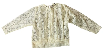 Vintage P.D.T. Pieces Detachee Lace Blouse Cream Long Sleeve Size 5 - Image 1 of 4