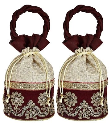 Bolsas Potli de diseño bordado para mujer muñequeras de regalo para boda paquete de 2 Foto 1 de 4