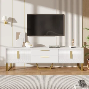 170 cm weißer Hochglanz-TV-Schrank, vier Türen und zwei Schubladen - Bild 1 von 19