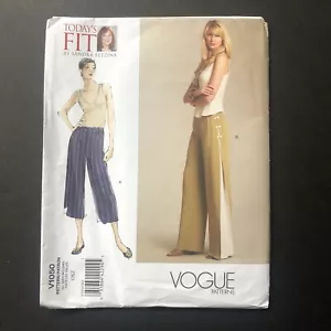 Womens Pants Sewing Pattern One Size Flared Legs Elastic Waist Vogue Y2K Uncut - Picture 1 of 10