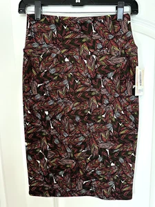 XS LuLaRoe Cassie Pencil Skirt Rainbow Feathers Rare Beautiful co - Picture 1 of 4