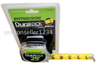 Duralock 25' tape measure QuikFind chrome Measuring Heavy duty spring and blade - Image 1 of 2