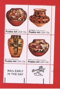 #1706-1709 MNH OG block of 4 Pueblo Pottery- Folk Art Free S/H - Picture 1 of 1
