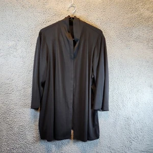 Bob Mackie Wearable Art Cardigan Sweater Womens 2X Black 3/4 Sleeve Open Front - Picture 1 of 10