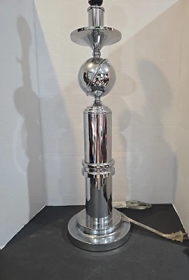 Superb Tall Modern Space Age Table Lamp Chrome Plated Globe World Fair? - Image 1 of 4