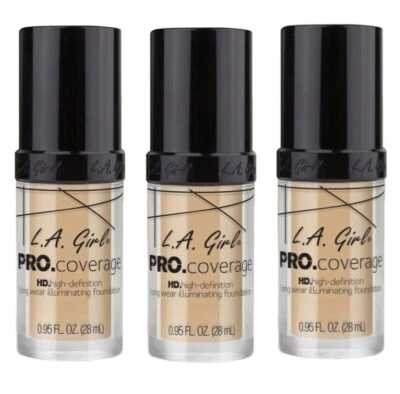 3 Pack LA Girl PRO Coverage Foundation HD Illuminating Longwear GLM642 FAIR - Image 1 of 2