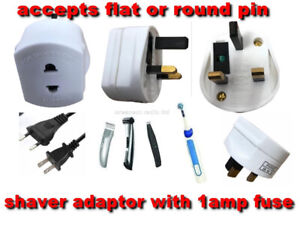 Shaving Plug Adapter Fused Electric Shaver Epilator Toothbrush 2 to UK 3Pin 250v