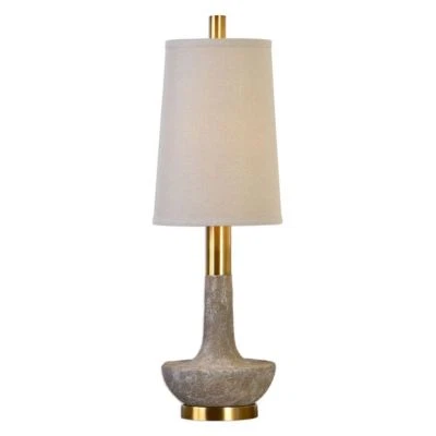 Modern Volongo Stone Ivory Table Buffet Lamp Plated Brass 31" Uttermost 29211 - Image 1 of 4
