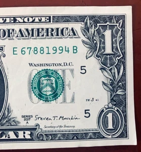 1994 Trailing Birthday Year Note One Dollar Bill Fancy Serial Number E6788 1994B - Picture 1 of 3