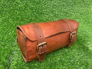 Bag Tool Handlebar Motorcycle Leather Storage Fork Saddlebags Saddlebag Genuine - Picture 1 of 5