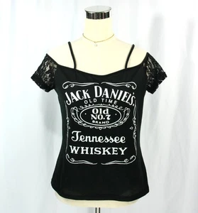 Camiseta Top Jack Daniels Mujer Fuera del Hombro Encaje Ribete M L Sexy Verano - Imagen 1 de 5