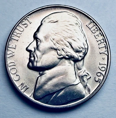 Jefferson 1965 EE. UU. 5c ~ GEM BU Beauty ~ Better Date ~ BONITO ~ Y38 Foto 1 de 2