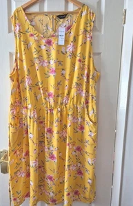 Yours Size 30/32 NWTGS Gorgeous Yellow Floral Dress Plus Size 30/32 - Picture 1 of 4