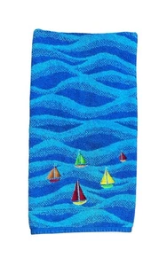 Santana Vintage Sailboats Sea Pattern Bath Beach Towel Blue Made In USA Read - Picture 1 of 18