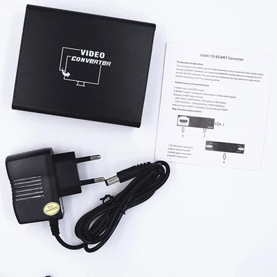 HDMI to SCART Video Converter HD TV Composite Video Adapter Audio Power Supply - Image 1 of 4