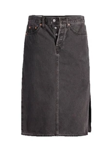 NWT Levi's Women's Black Midi Slit Pencil Skirt Sz 30 Denim - Picture 1 of 24