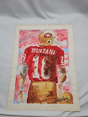 1995 49ers Joe Montana QB Firmado Acuarela NFL Arte Deportivo 18 x 24 Foto 1 de 4