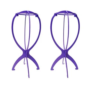 2PCS Wig Stand Portable Collapsible Holder Durable Display 13.8 Inch Blue - Picture 1 of 7