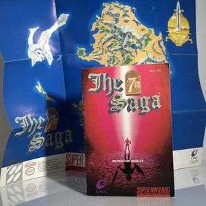 The 7th Saga⭐️Póster de inserción de mapa manual⭐️Auper Nintendo SNES auténtico - Imagen 1 de 10