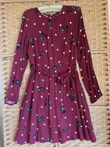 Jeans West Women's Maroon Floral Dress Smart Casual/Formal. Size 14 (M) AU/UK - Picture 1 of 9
