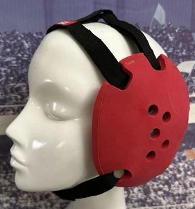 ASICS WRESTLING HEADGEAR RED Foam Ear Guard Protection Adjustable - Picture 1 of 10