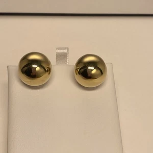 Signed EFFEDUE Earrings, 18K Yellow Gold Ball Earrings, 19mm, Pierced, 8.6 Grams - Picture 1 of 9