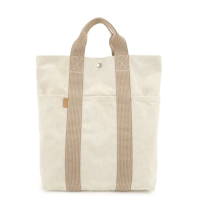 HERMES New Fourre Tout Toile Ash Tote Bag Hand Bag Beige Authentic Used F/S - Image 1 of 4