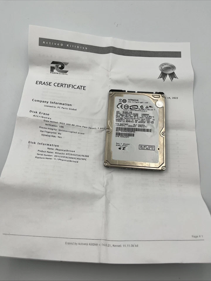 *Hitachi 160GB 5K320-160 HTS543216L9A300 2.5" 5400 RPM SATA Hard Drive - Image 1 of 4