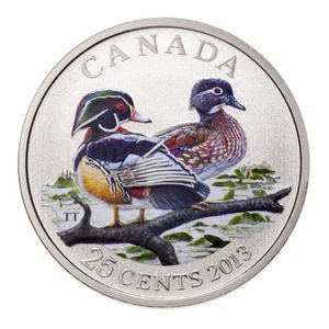 2013 25c Ducks of Canada: Wood Duck - Coloured Coin - Bild 1 von 3