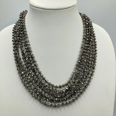 Collar Vintage Firmado por la Familia Kiam 20" Multi Hilo Tono Hematita Cuentas Foto 1 de 4