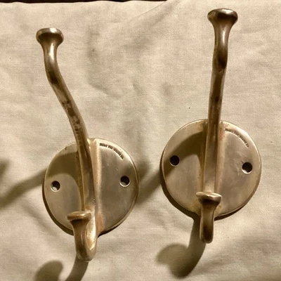 Pr Heavy BRASS Vintage Double BATH HOOKS Crane Co - Image 1 of 4