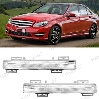 For Mercedes Benz C E W204 W212 C207 R172 LED DRL Daytime Running Fog Light Set - Image 1 of 4