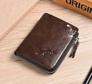 Mens Wallet Leather Business Card Holder Zipper Purse Luxury Wallets Men RFID - Picture 1 of 5