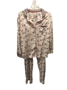 Secret Treasures Small 4/6 Fleece Pajama Set 2 Pc Red Cardinal Print Pocket - Picture 1 of 7