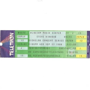 STEVE WINWOOD & JIMMY CLIFF Concert Ticket Stub CUYAHOGA FALLS OH 1986 TRAFFIC - Picture 1 of 1