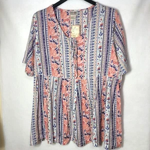 Stefano International Sportswear Womens Floral Pullover Shirt Plus Size 18/20W - Picture 1 of 9