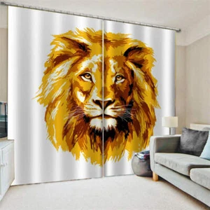 Brown Yellow Monkey Long Hair Ear Printing 3D Blockout Curtains Fabric Window - Bild 1 von 9