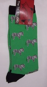 Zebras on green Mens/Womens Socks - Picture 1 of 1