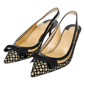 Christian Louboutin Clear Ribbon Heels Noir (Black)/Gold Patent Leather #36.... - Picture 1 of 7
