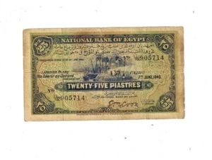 EGYPT 1940 25 PIASTRES P10b SINGED BY COOK - Picture 1 of 2