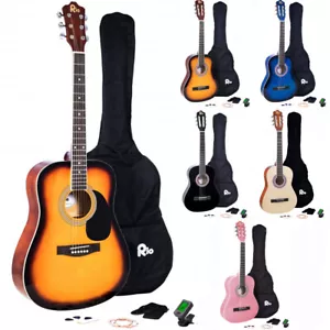 Paquete de guitarra acústica Rio 41"" o 39"" para principiantes estudiantes adultos 4/4 paquete inicial - Imagen 1 de 82