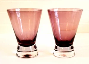 Set of 2 Hand Blown Amethyst Purple Stemless Martini Glasses 12 oz Tumbler - Picture 1 of 9