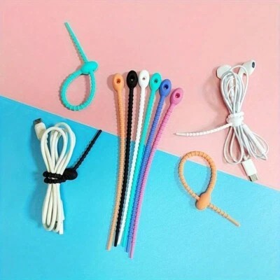 3/5/10/20pcs Silicone Reusable Bag Ties Twist Wire Fasten Cable Organizer Ties - Image 1 of 4