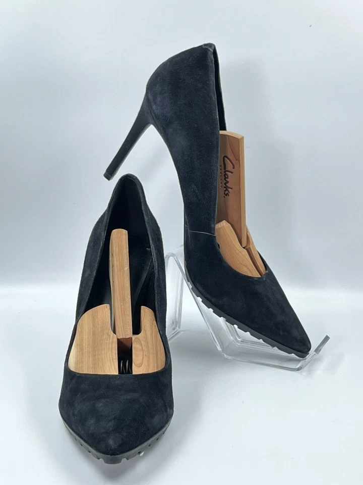 Tacones de aguja de gamuza negros Nine West talla 11M para mujer con banda de rodadura antideslizante ¡NUEVOS CON CAJA! Foto 1 de 4