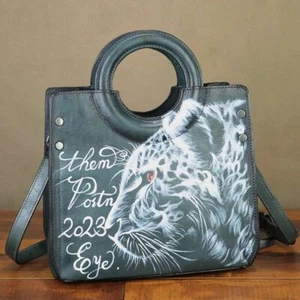 Hand painted Genuine Leather Purses and Handbags Women Shoulder Bag Crossbody - Picture 1 of 9