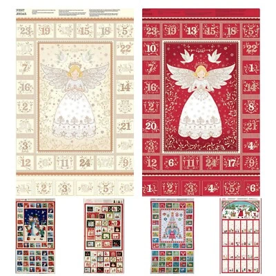 Makower Advent Calendar Panels Cotton Fabric DIY Christmas Countdown Keepsake - Image 1 of 4