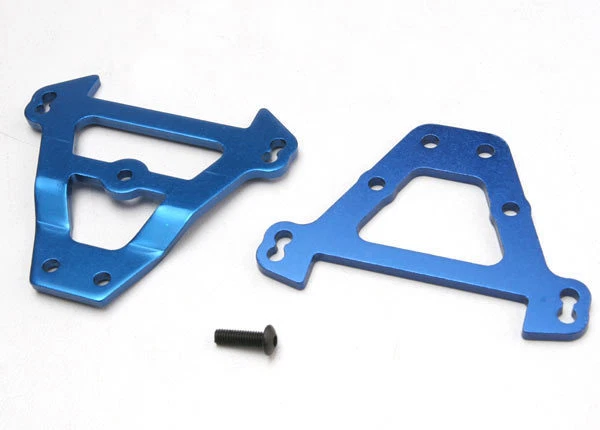 TRAXXAS 5323 Staffe Banchi Trasmissione Alluminio Blu/BULKHEAD TIE BARS FRONT &  - Immagine 1 di 1