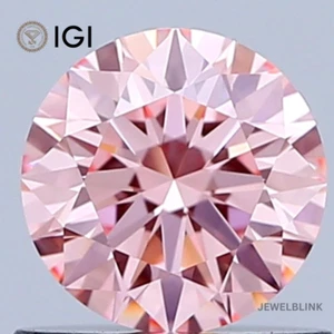 IGI Certified 0.68 Carat Fancy Vivid Pink VVS1 Round Cut CVD Lab Grown Diamond - Picture 1 of 18